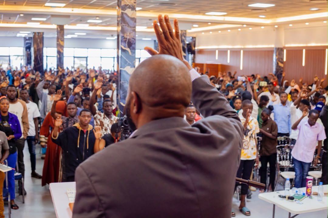 Speaker addressing massive youth gathering